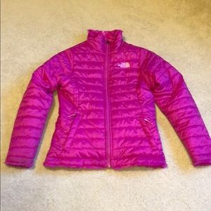 Fuchsia North Face Jacket Revwrsable 10-12 girls